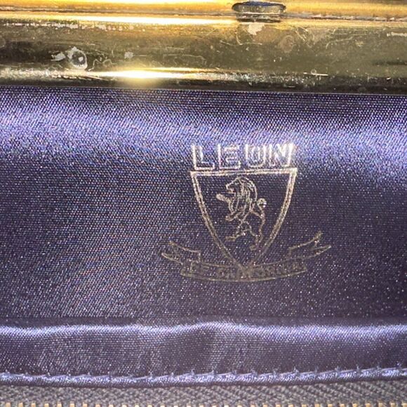 Vintage 40s/50s Leon of California Clutch Handbag Mixed Faux Patent/suede Navy - Picture 10 of 11